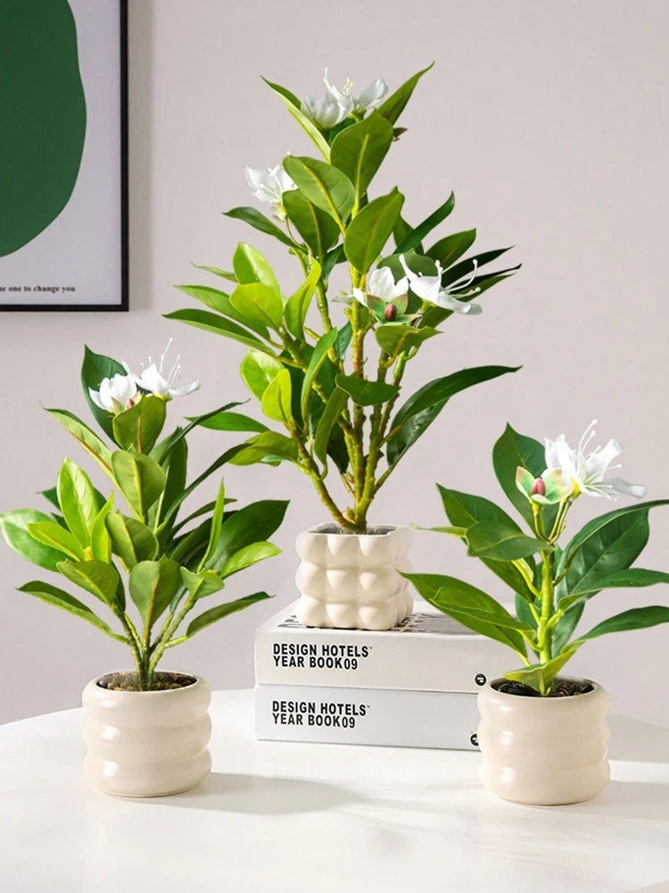 21-40cm Artificial Azaleas Plants Fake Rubber Tree Tropical Palm Leaves Faux