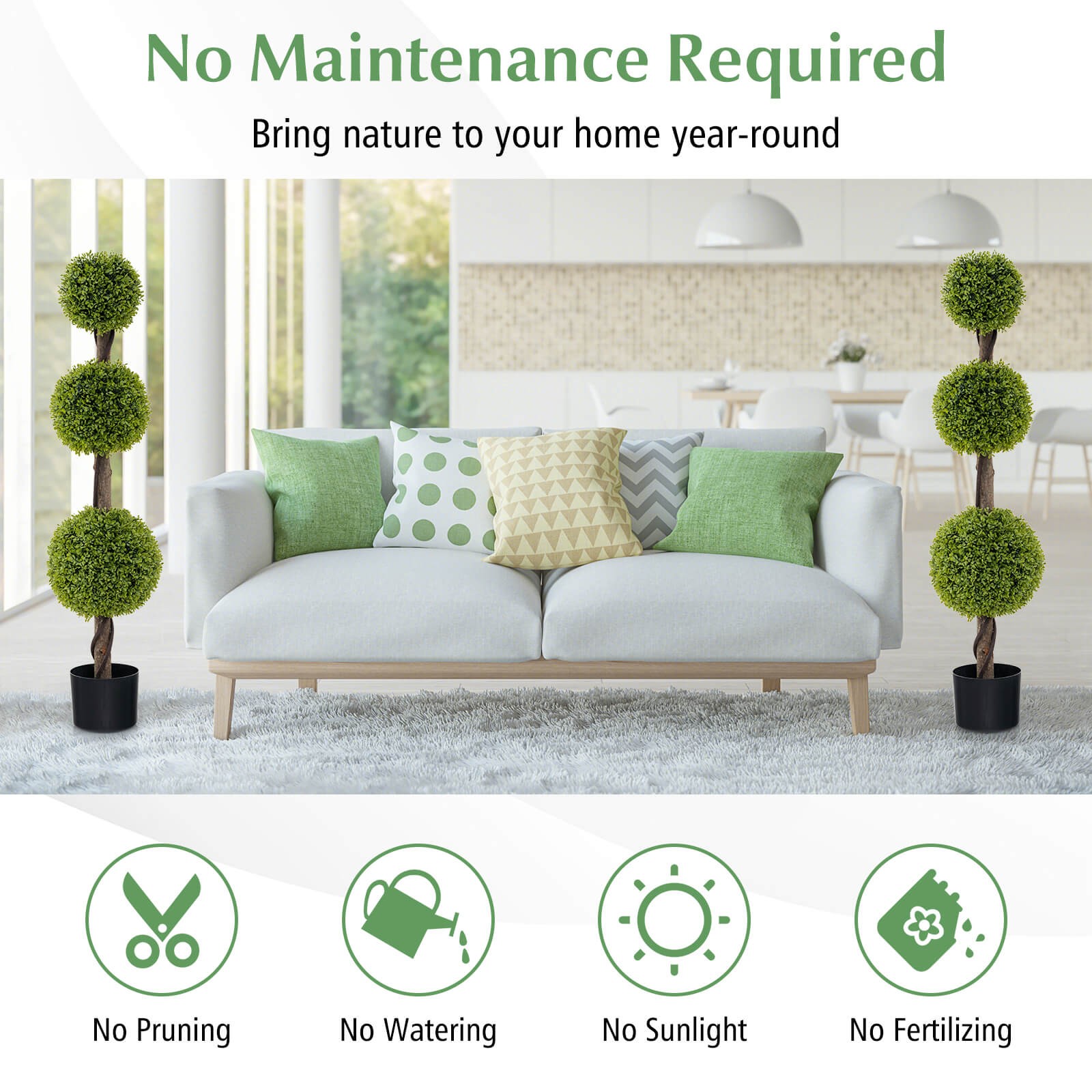 4 FT Artificial Boxwood Topiary Ball Tree w/ Weighted Pot Faux Cypress Tree