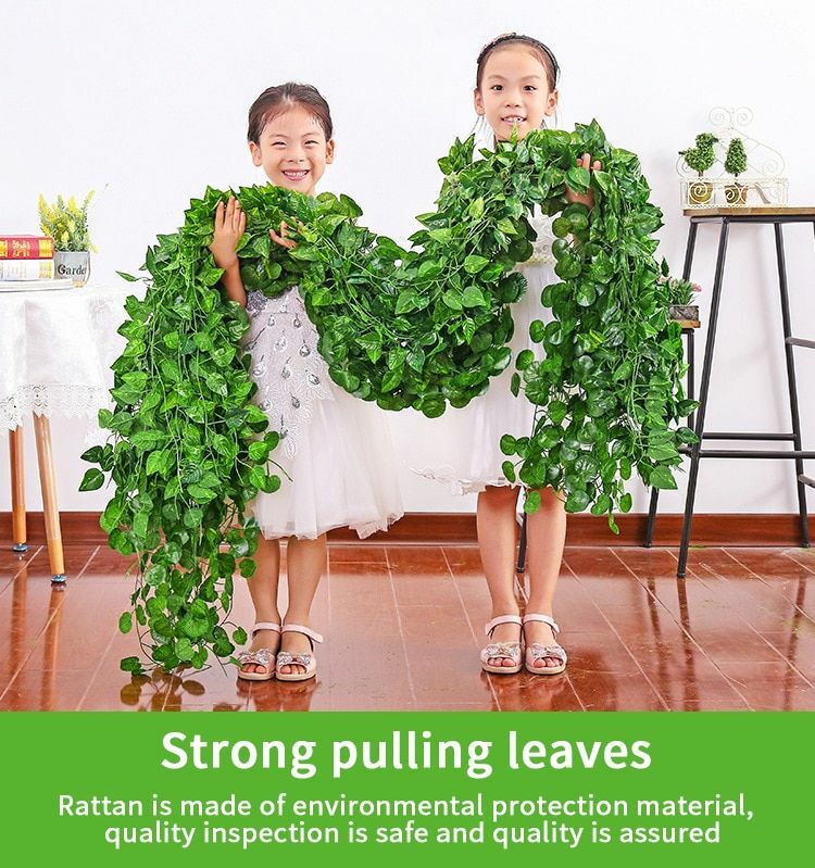 12pcs Artificial Plant Green Leaf Garden Wall Hanging Leaves Outdoor Decoration