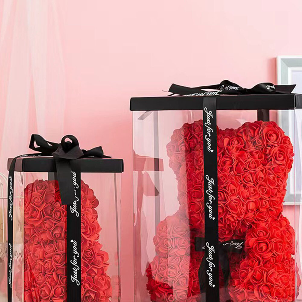 US1-2Pc 9.84Inch Flower Floral Foam Rose Teddy Bear Romantic Valentine’sDay Gift