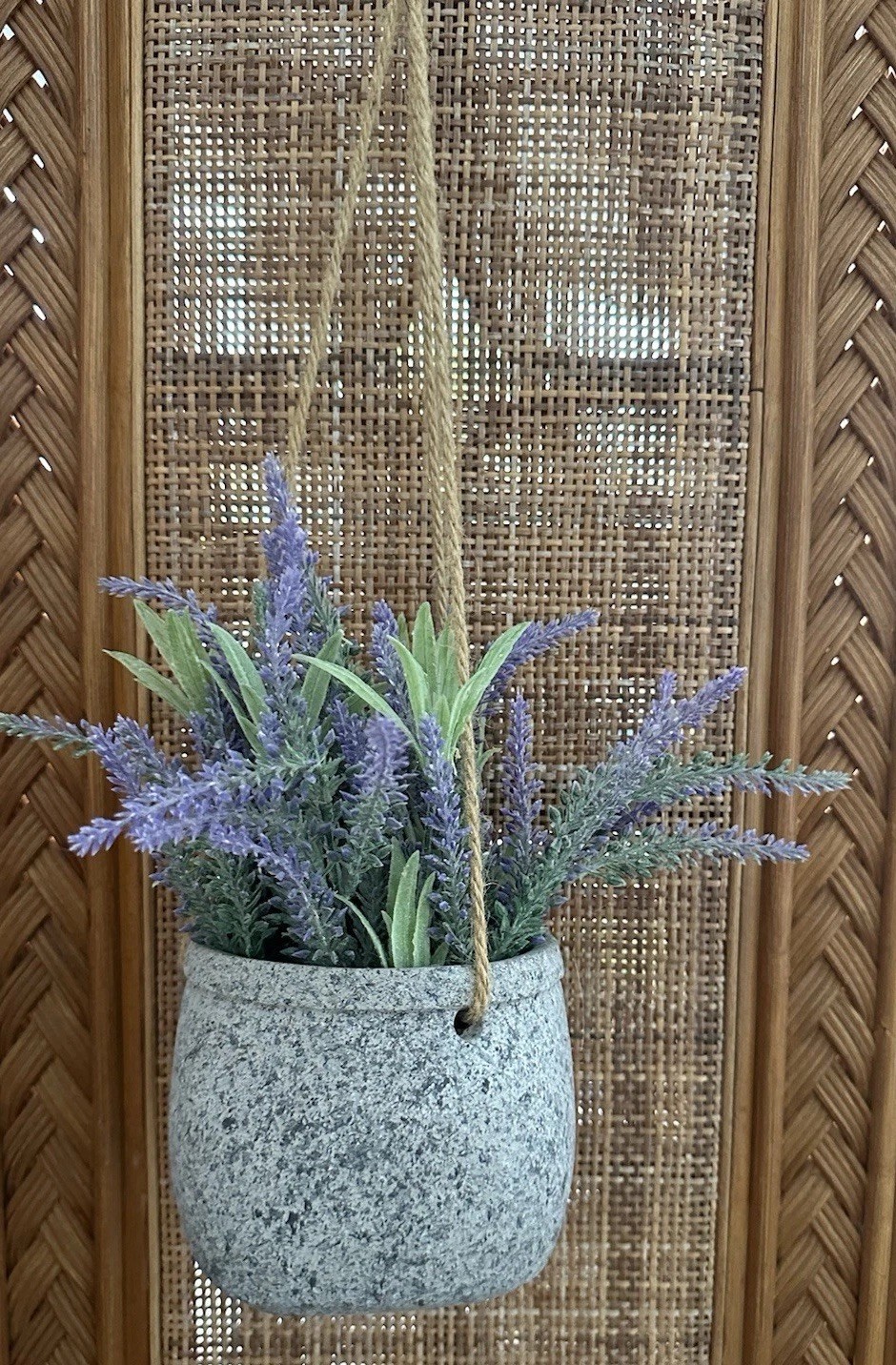 Lavender Plant Stoneware Pot Hanging Faux Lavender Flowers Decor Parisian Market