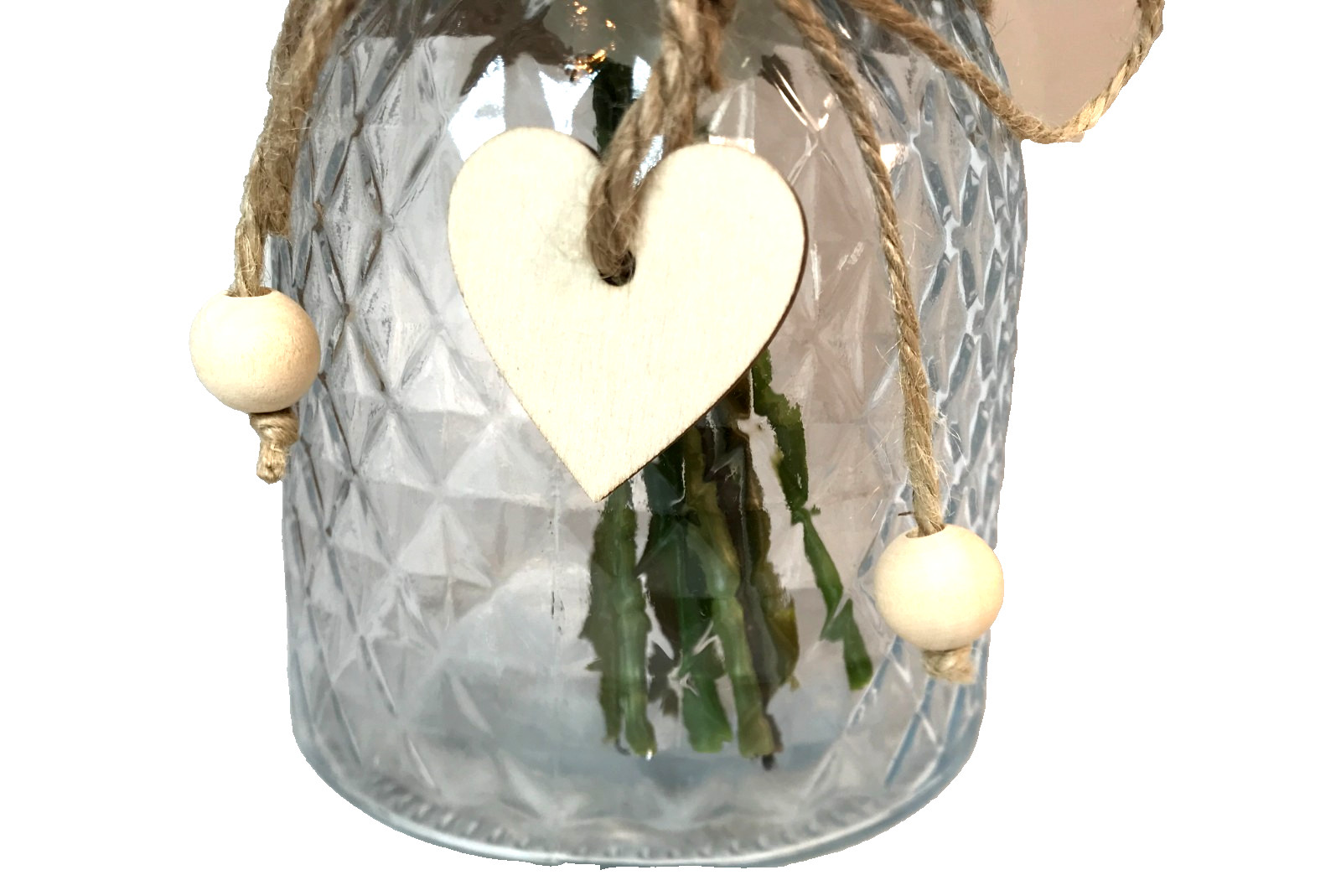 Faux White Silk Rose Flower Arrangement Glass Vase Rustic Decoration 2 Pack