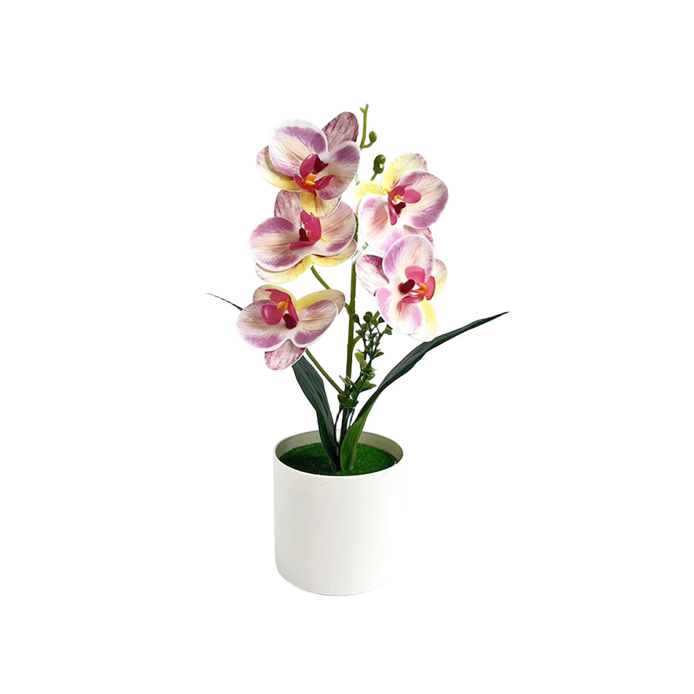 5 Flower Artificial Phalaenopsis Orchid Potted Plant for Wedding Home Decor