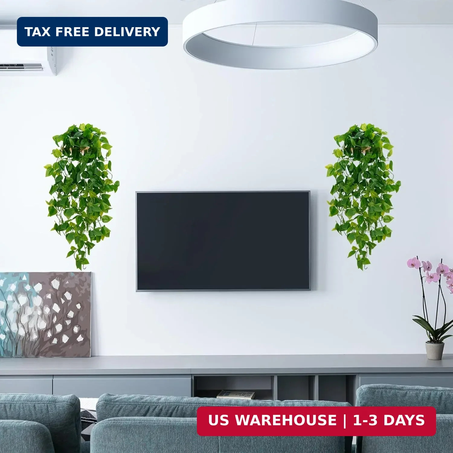 BLEUM CADE Fake Hanging Plants, 2pcs Artificial Pothos Vines Faux Plants Greener