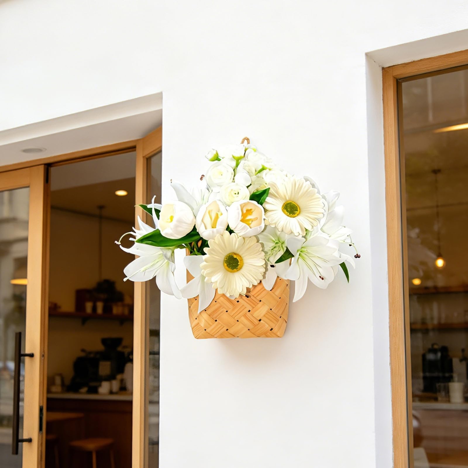 18 Pcs Realistic Artificial Hanging Flowers for Outdoors, Silk Fake Flowers w…