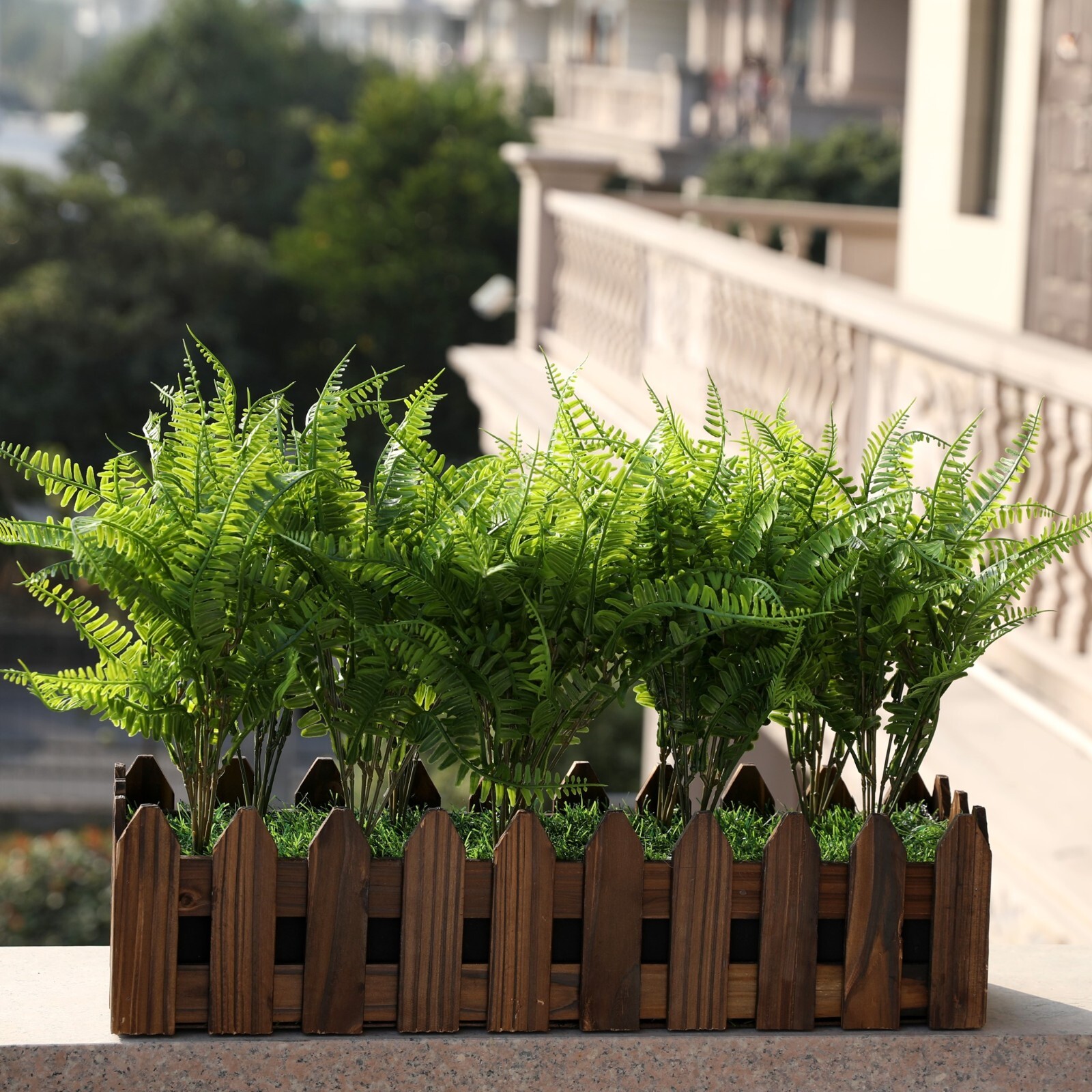 Boston Ferns Artificial Plants Dark Green Bulk Indoor Outdoor Home Decor, 10pcs
