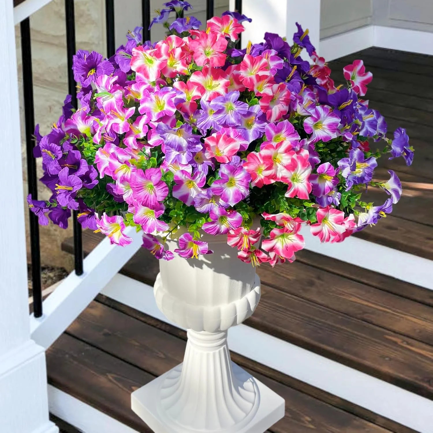 12 Bundles Artificial Petunia Flowers UV Resistant Faux Outdoor Garden Decor