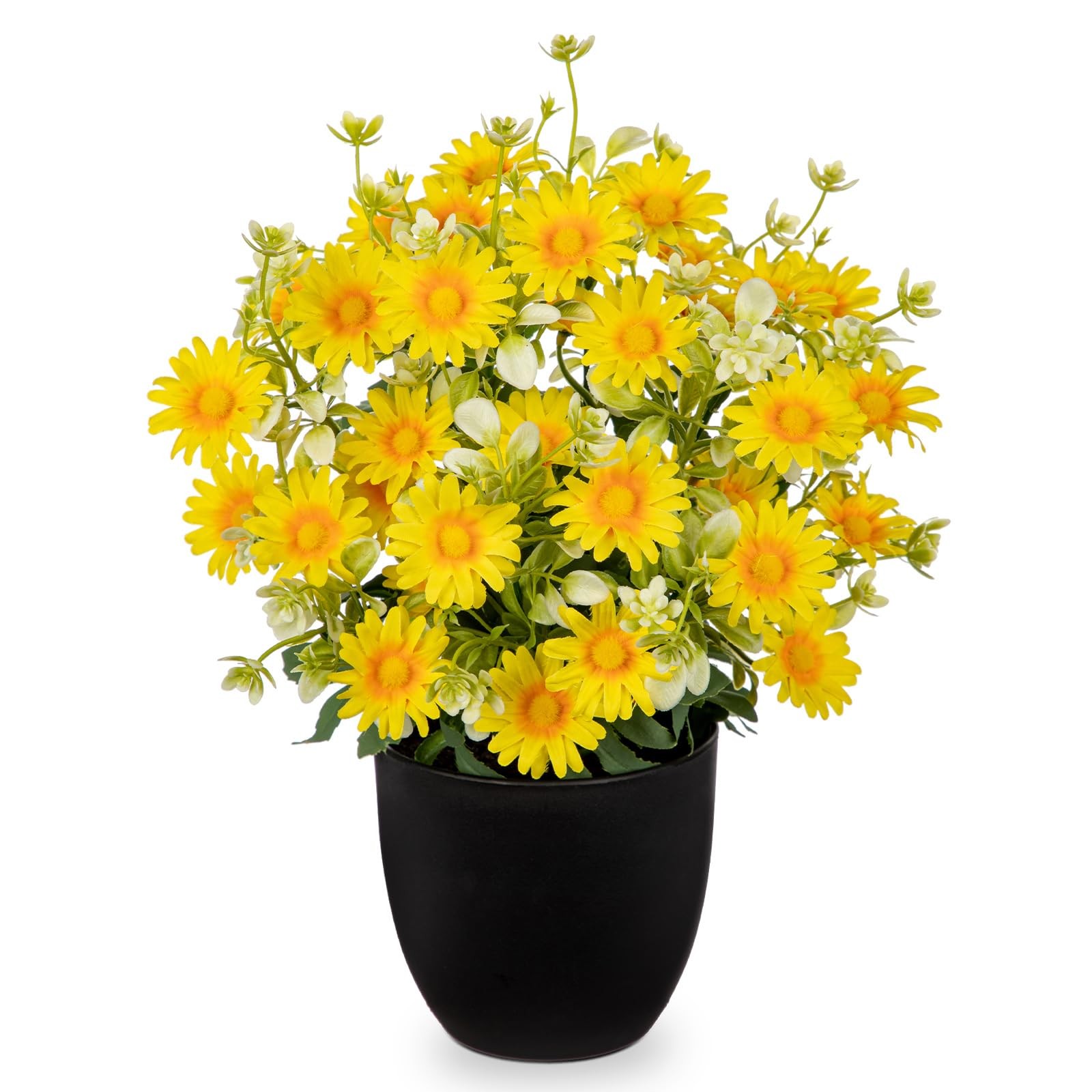 1 PCS Artificial Daisy Flowers Potted 12 Inch Yellow Silk Faux Plant Decor