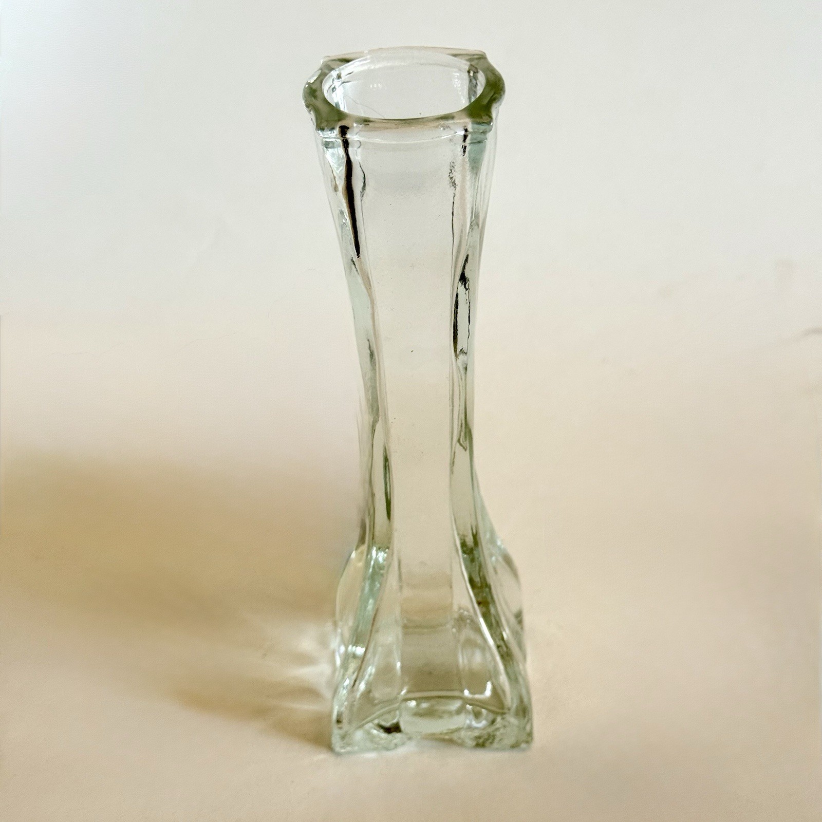 Faux Poppy Arrangement in Glass Bud Vase 10” Tall Red Yellow Floral