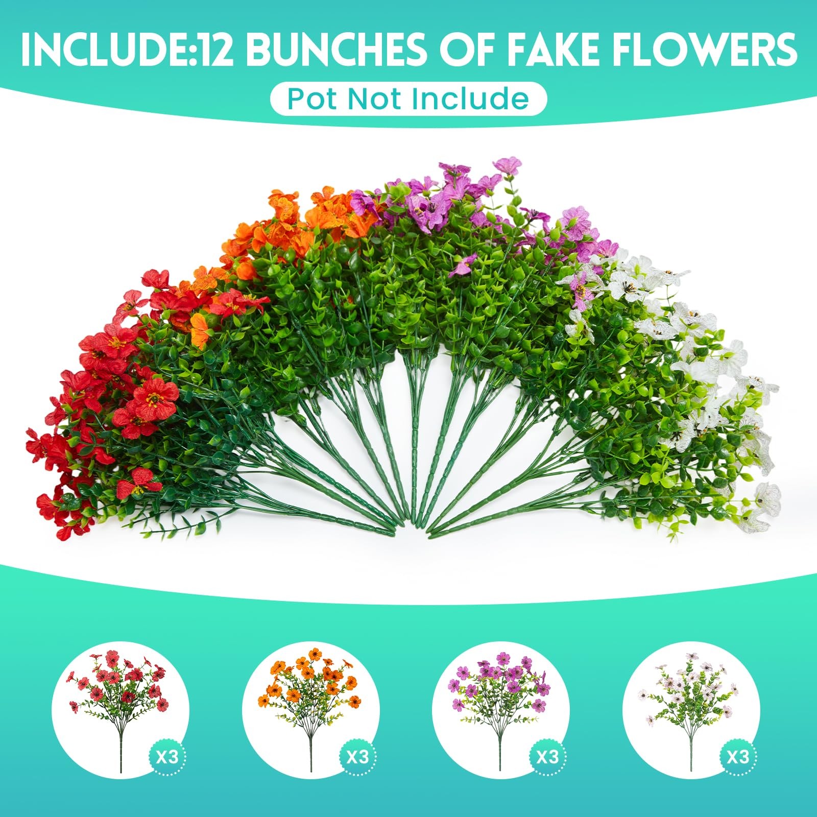 Best Hrobek Fake Artificial Flowers for Outdoors Faux Plants Outside Indoor,UV