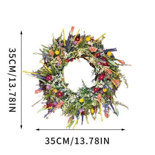 Spring Wreath for Front Door 16in Outside Welcome Summer Flower Wall Party Decor