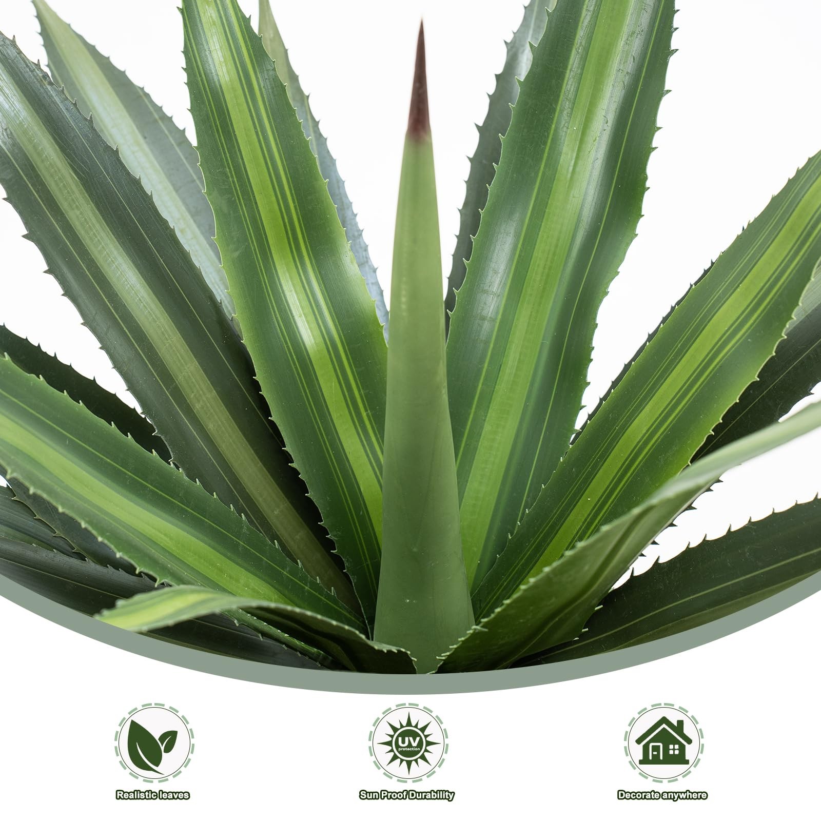 2FT Artificial Spiked Agave Plants Tall,24″Fake Silk UV Resistant Plants with…