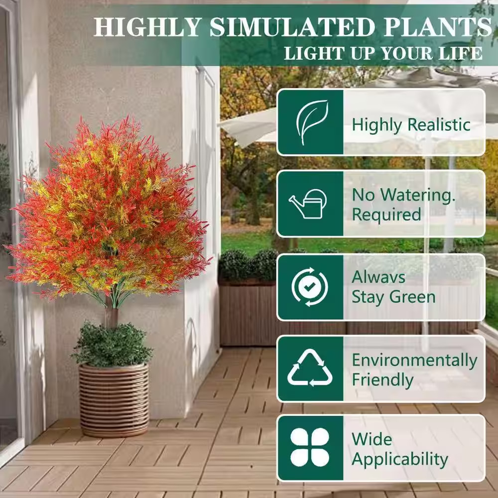 Autumn Harvest 26 In. Green Outdoor Artificial Cedar Shrub UV Resistant Faux Pla