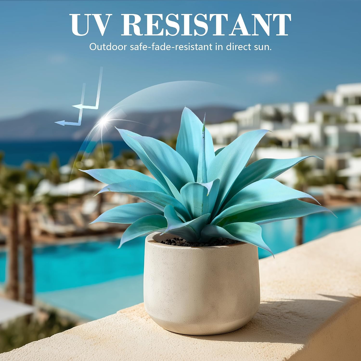 Large UV Resistant Artificial Agave Plants 12″ Indoor Outdoor Decor (2 Pack)