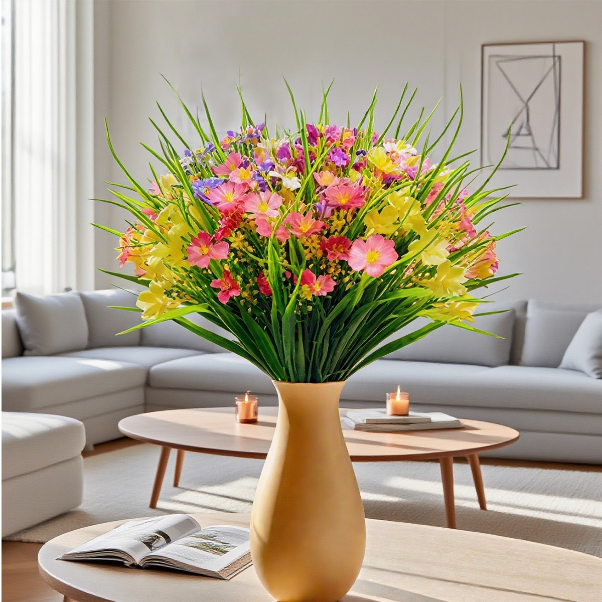 UV-Resistant Artificial Flowers Mix Colors Fake Daisy Plastic Flowers Outdoor