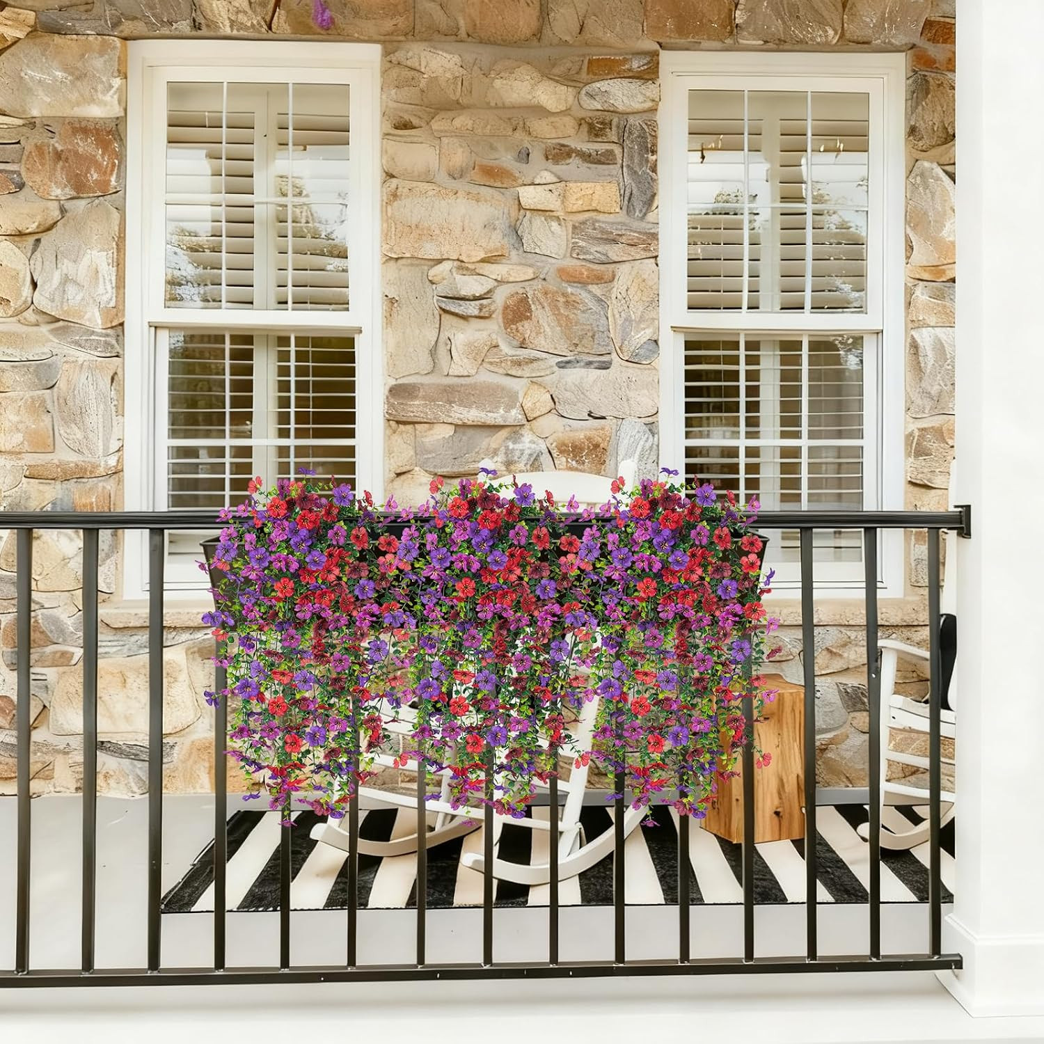 4 PCS Artificial Fake Hanging Flowers Plants for Outdoor Decoration | Faux Silk