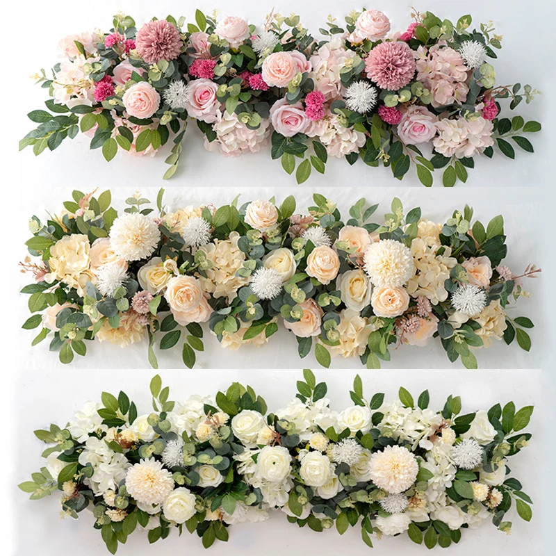 100Cm Luxury White Rose Floral Centerpiece for Wedding & Party Decor