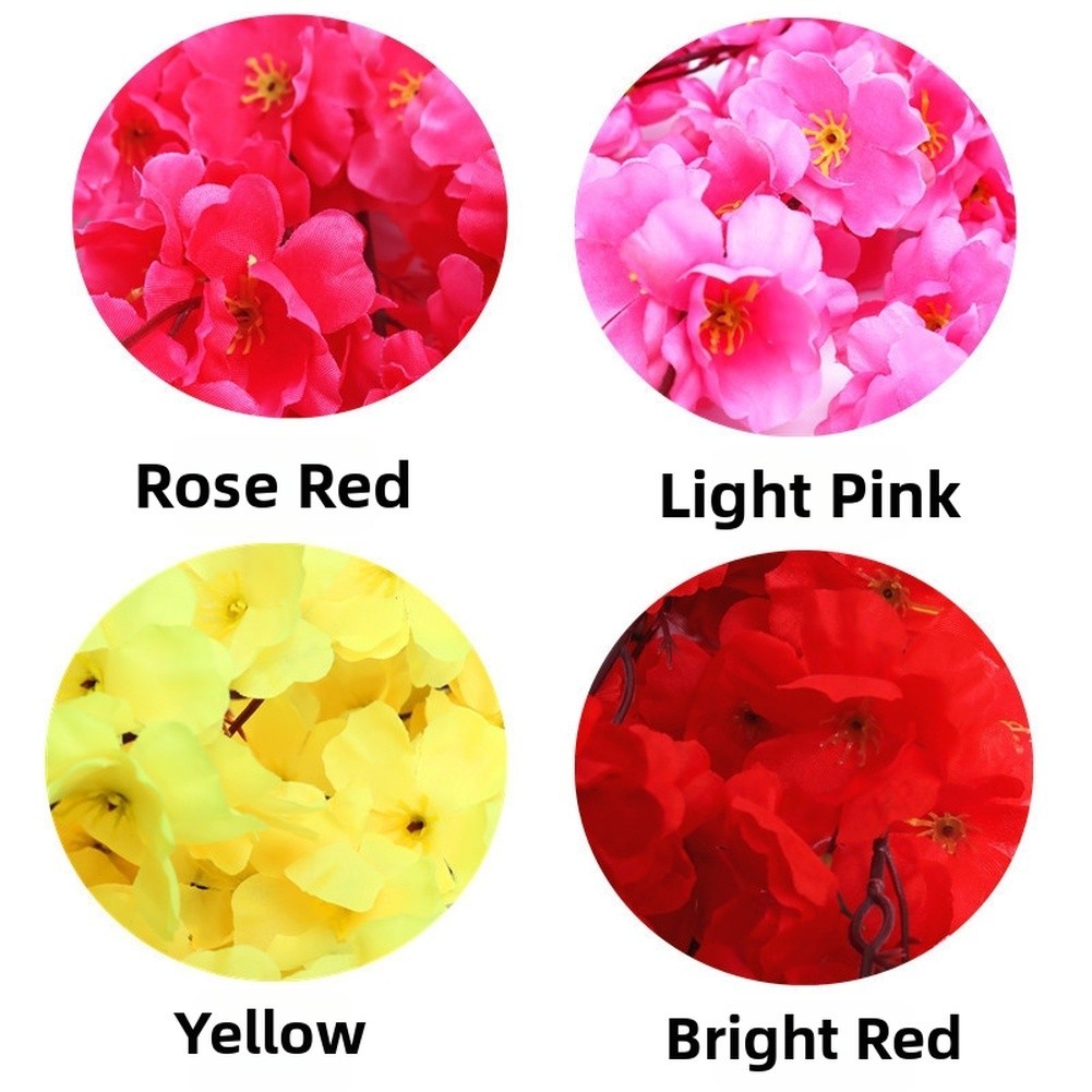 Peach Blossom Branch Artificial 56cm Light Pink Deep Pink Yellow Red Silk