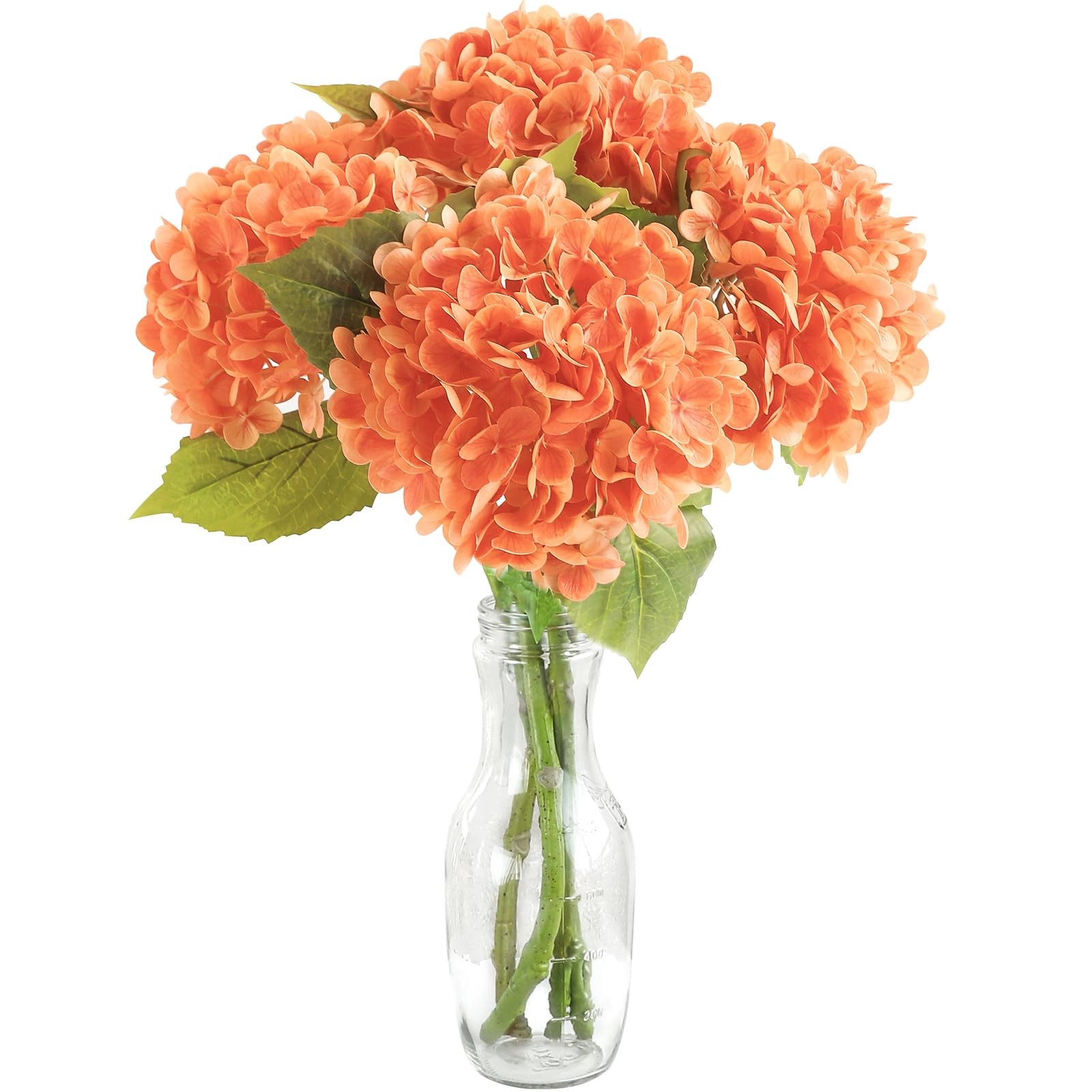 4 Pcs Real Touch Burnt Orange Hydrangea Artificial Flowers, 20″ Full Faux Hyd…