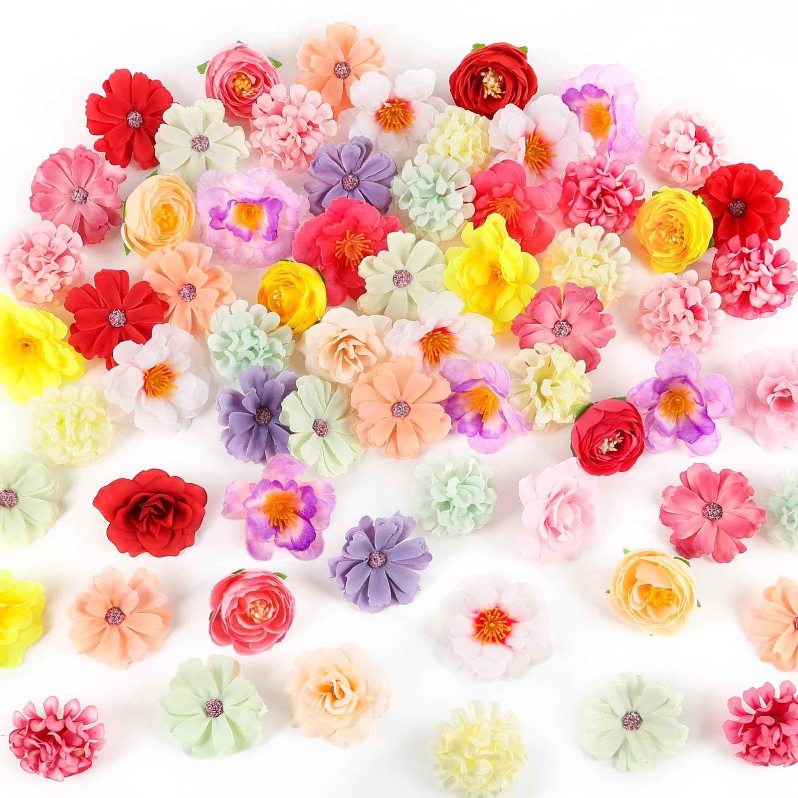 Fake Flower Heads Mini Silk Flowrs Bulk Small Flower 3D Loose Faux Daisy Rose…