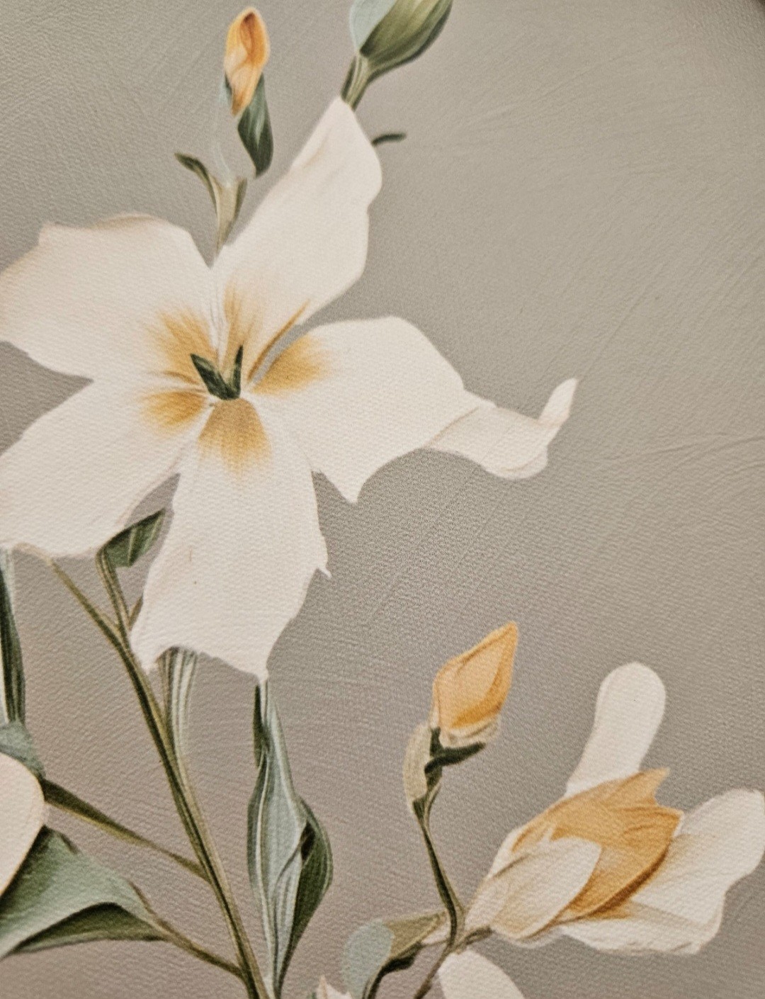 Bouquet Oval Wall Art. White & Orange Flowers with Green Leaves