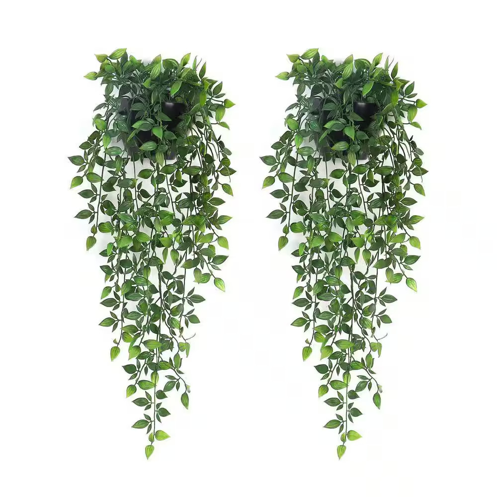 Artificial Hanging Plants, 2 Pack Faux Mandala Vines Potted Plant, 21 In. Green