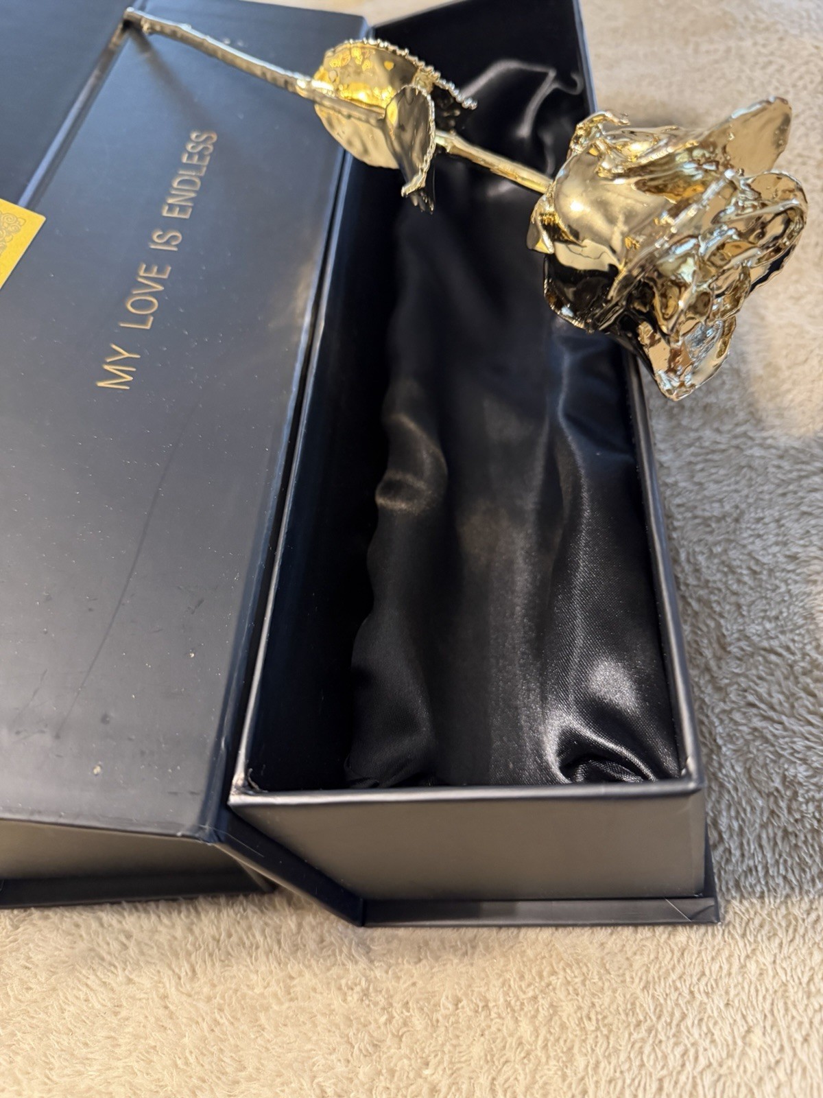 RYGALIA 24K Gold Dipped Fresh Rose Flower Stem, Lux Collection Gift Box