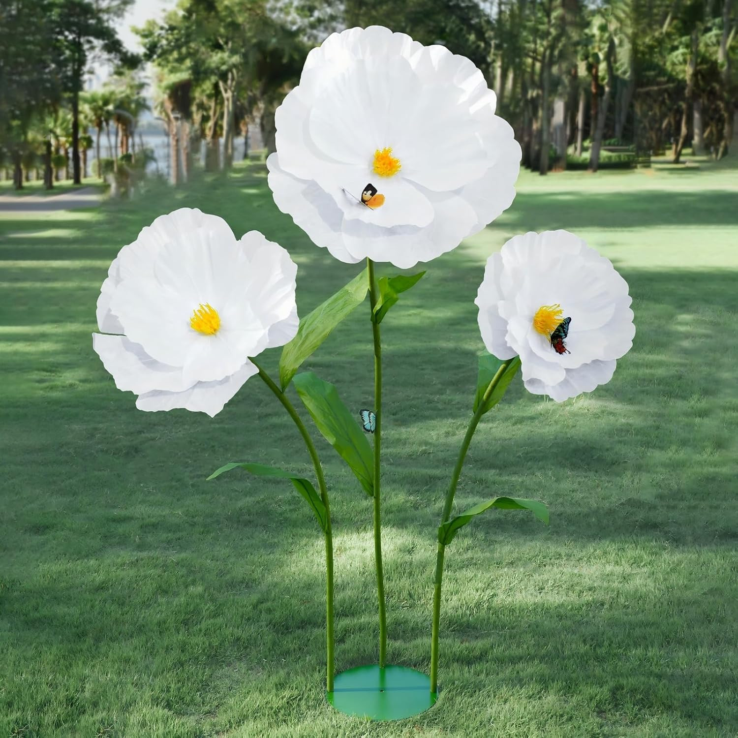 5.8 Ft Giant White Paper Poppy Flowers for Wedding & Home Decor