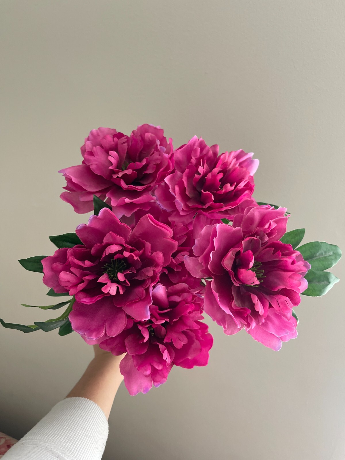 Purple Rose Peony, Faux Silk Floral Spray Bush, Artificial Bouquet, 20″ Height