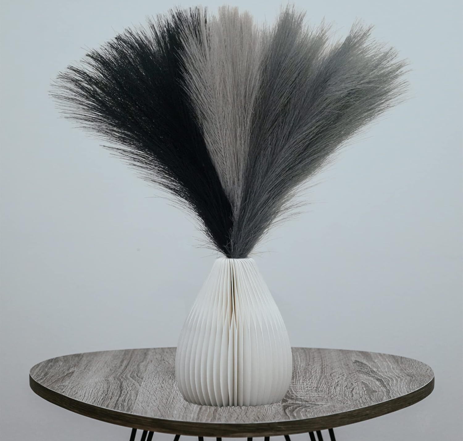 6 Pcs 17 Faux Dried Pampas Grass Black Grey Bouquet Flower Arrangement Vase