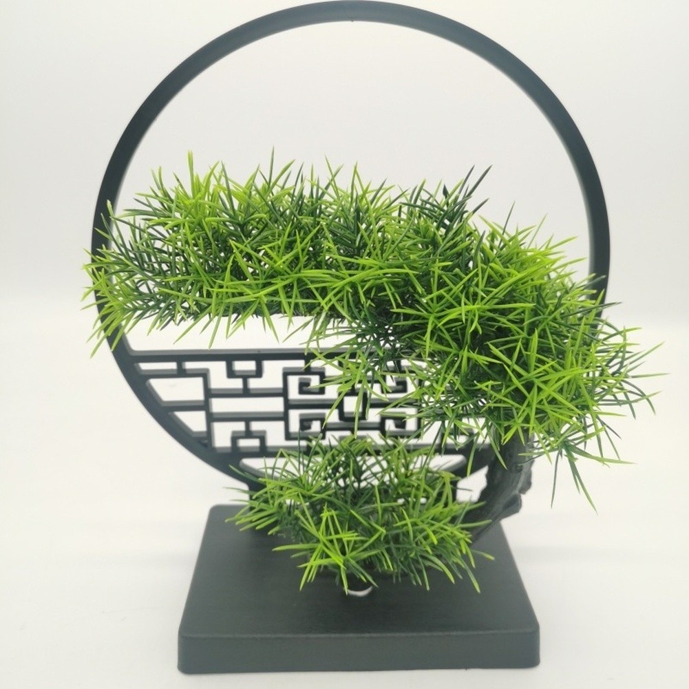 Artificial Pine Bonsai Plant for Desk Table Shelf Entryway 25cm Tall Green
