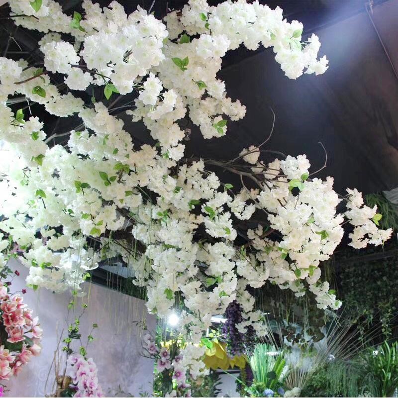 80cm Artificial Cherry Blossom Branch Red Silk Flower Wedding Home Decor Arch