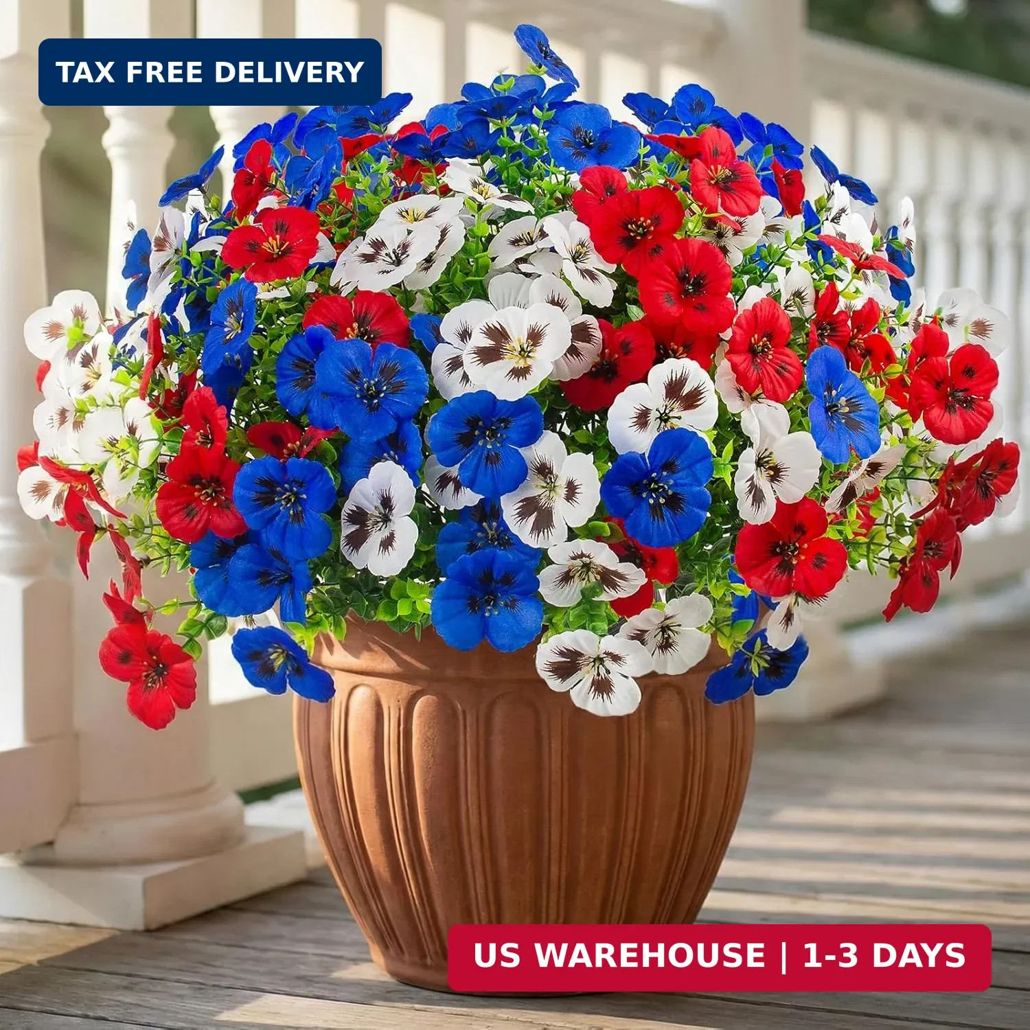 18 Pcs Artificial Fake Pansy Flowers for Outdoor, UV Resistant Faux Silk Pansies