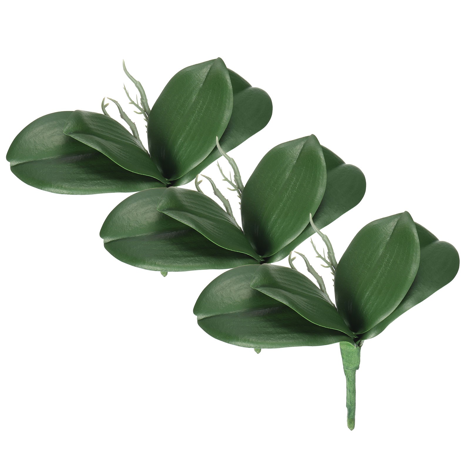 3 Pcs 8.27 Inch Faux Orchid Leaves 5 Petals Artificial Leaf
