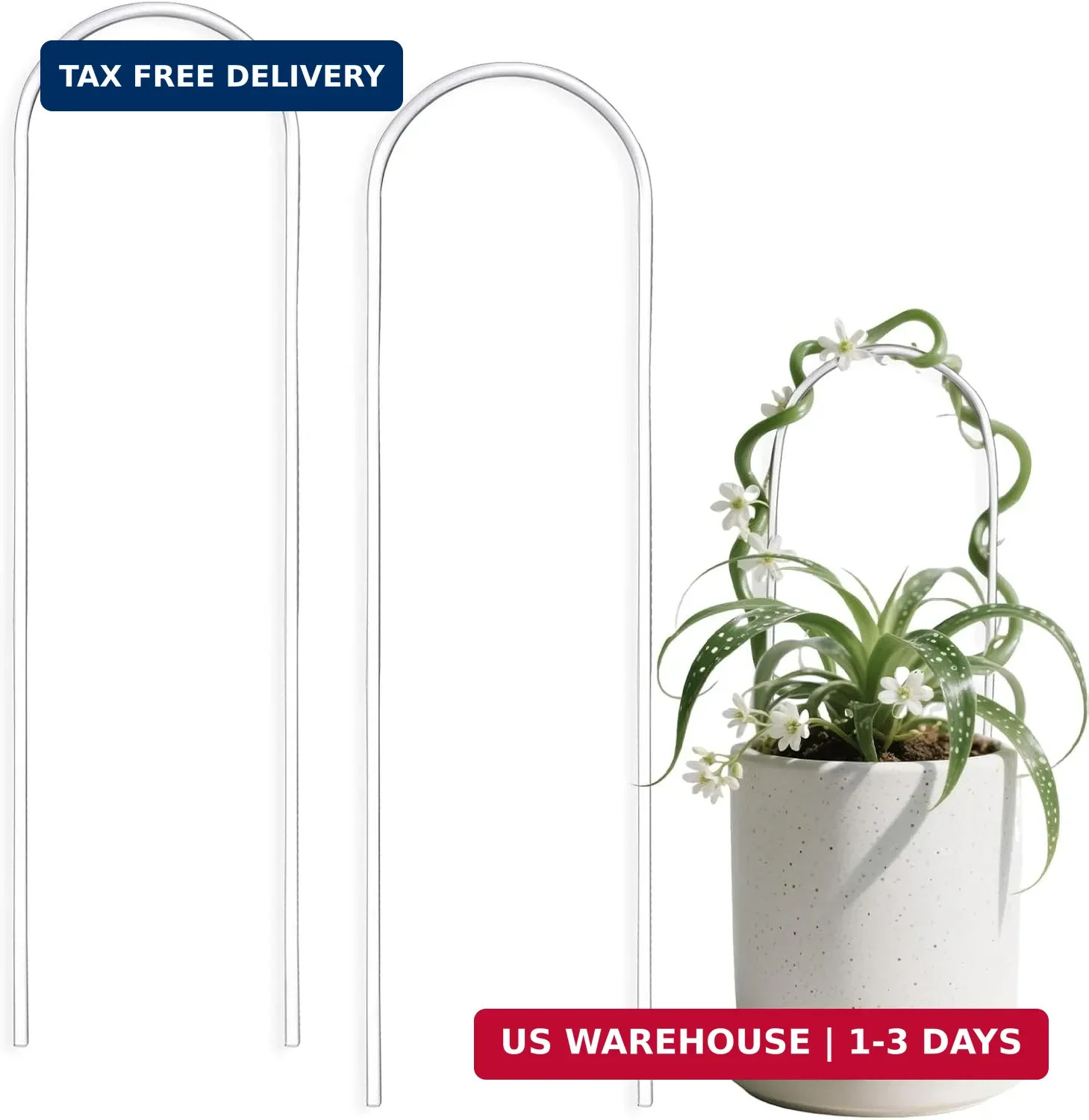2 Pack Thickened U-Shaped Acrylic Trellis for Indoor Plants, Small Clear Plant T