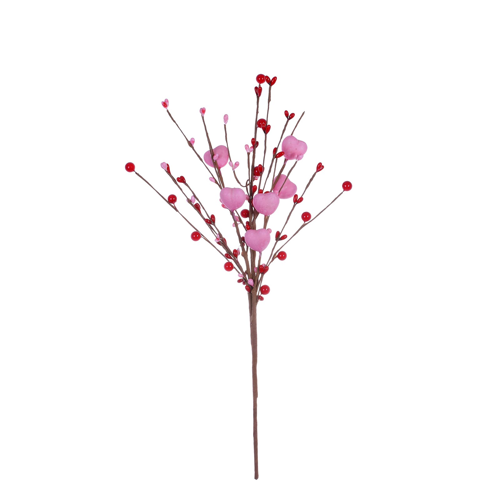 Artificial Valentines Day Decorations Pink Heart Picks Red Pink Berries 6 PCS