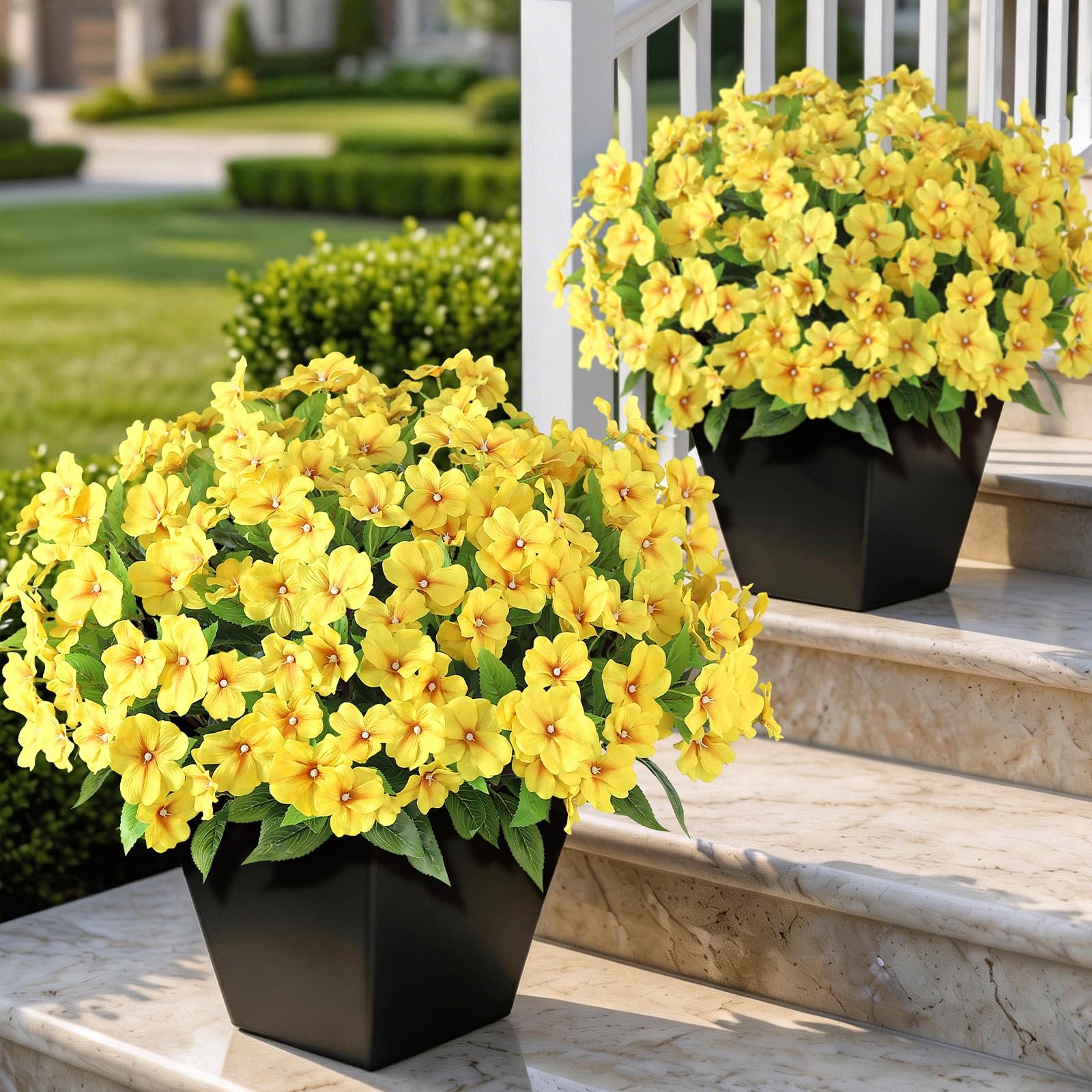 8 Bundles Artificial Impatiens for Outdoor Spring Summer Decor, No Fade Silk …