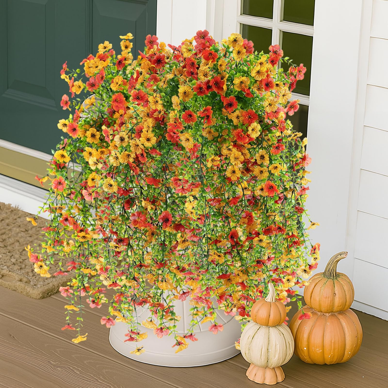 4 Pcs 30In Artificial Hanging Flowers for Outdoor Planter 156 Branches Traili…