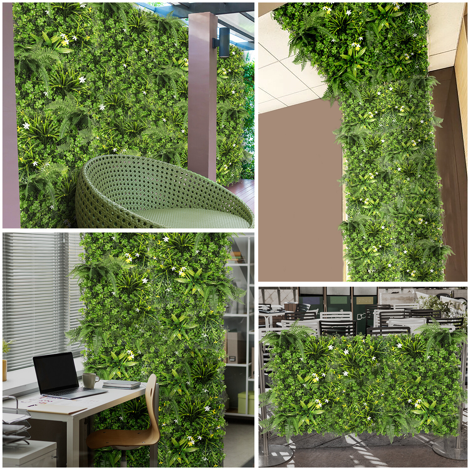 20″ Artificial Grass Mats 3D Mixed Plant Wall Hedge Decor For Home Festival #15