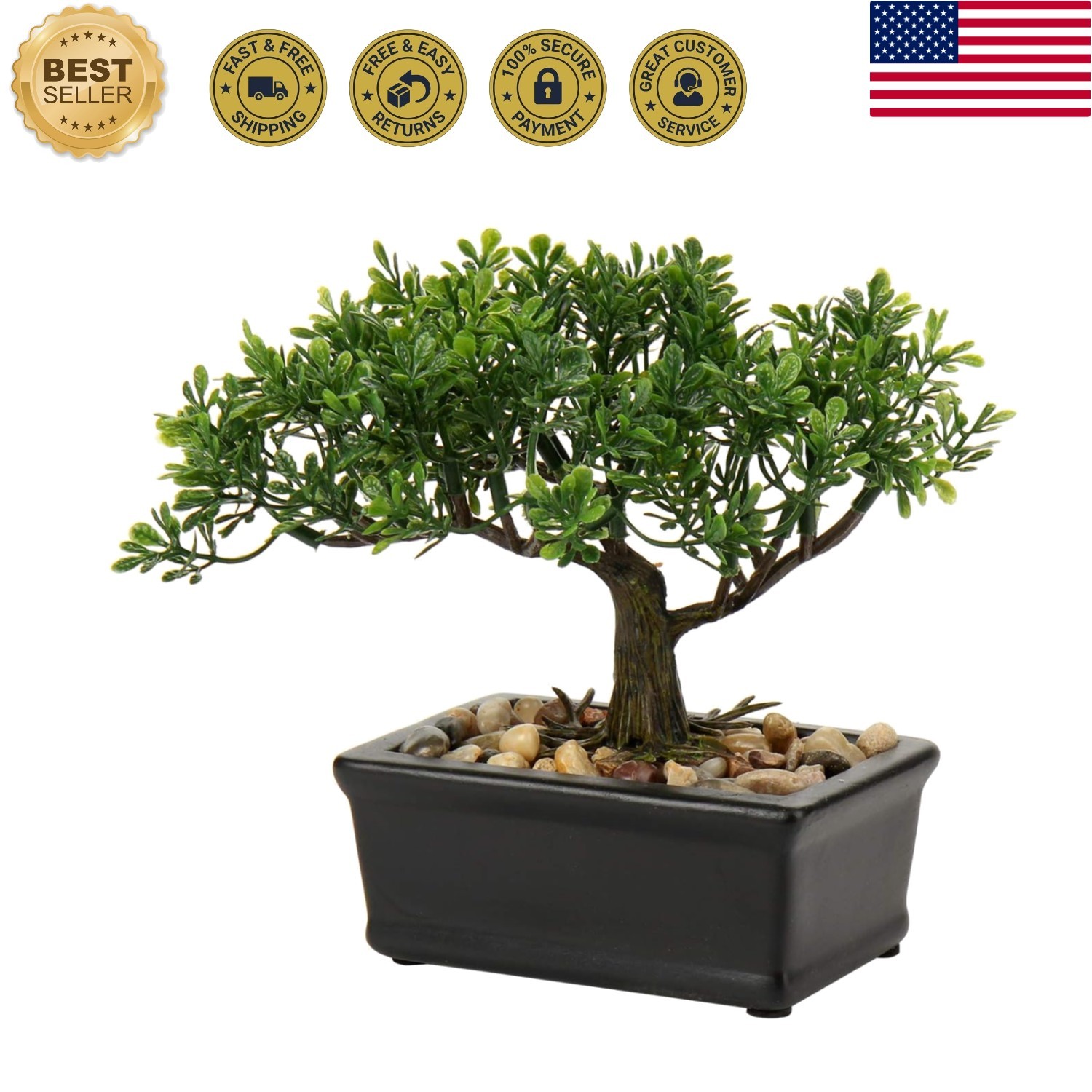 Artificial Bonsai Tree Juniper Faux Plants Indoor Small Fake Plants Decor wit…