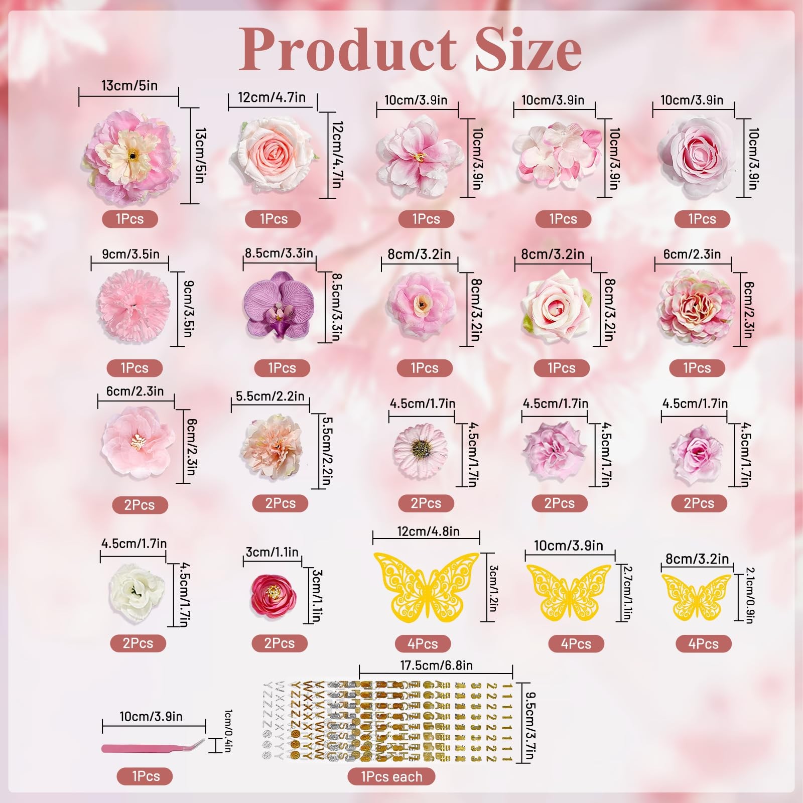 DIY Graduation Cap Decorating Kit with Flowers, Stickers, and Rhinestones