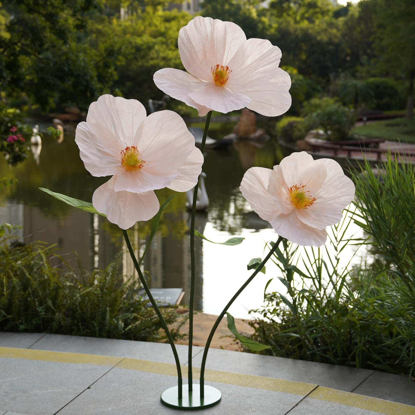 Large Paper Giant Flowers for Home Decor, Handcrafted Poppy Fake Flowers for Eve