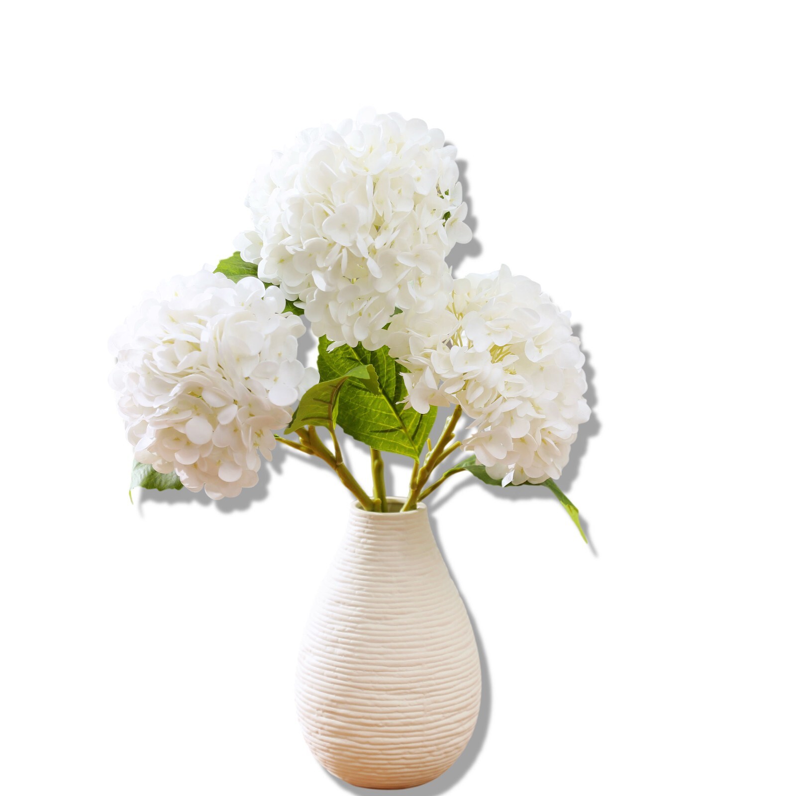 3Pcs Artificial Hydrangea Moisturized Long Stem Fully Blooming Flowers Home Deco