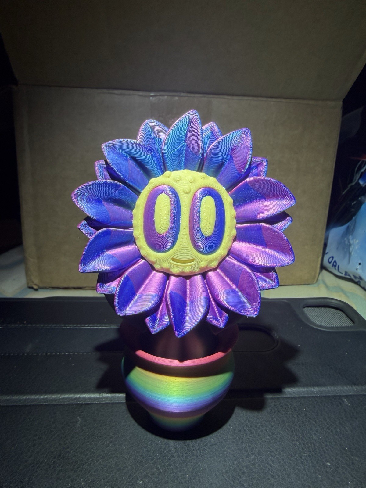 3D print 5 inch tall Artificial Colorful Flower 3D Printed in Rainbow Pot