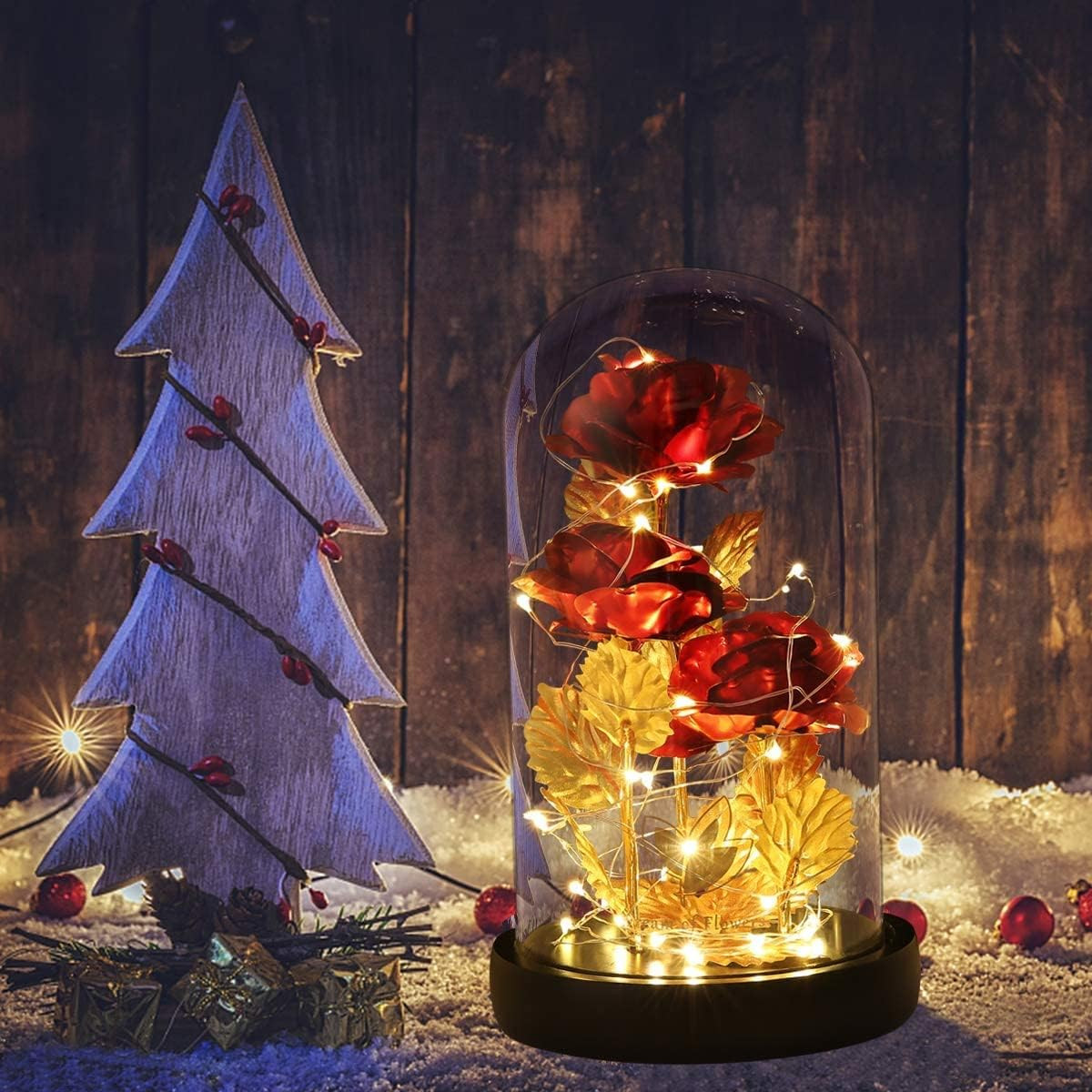 Beauty and the Beast Rose,Preserved Flowers Bouquets Gifts,Light up Rose Flower