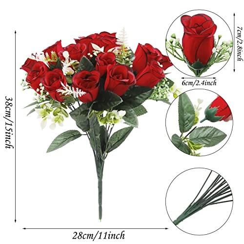 Pcs Artificial Cemetery Flowers for Grave Silk Memorial Red 2 Red and Black