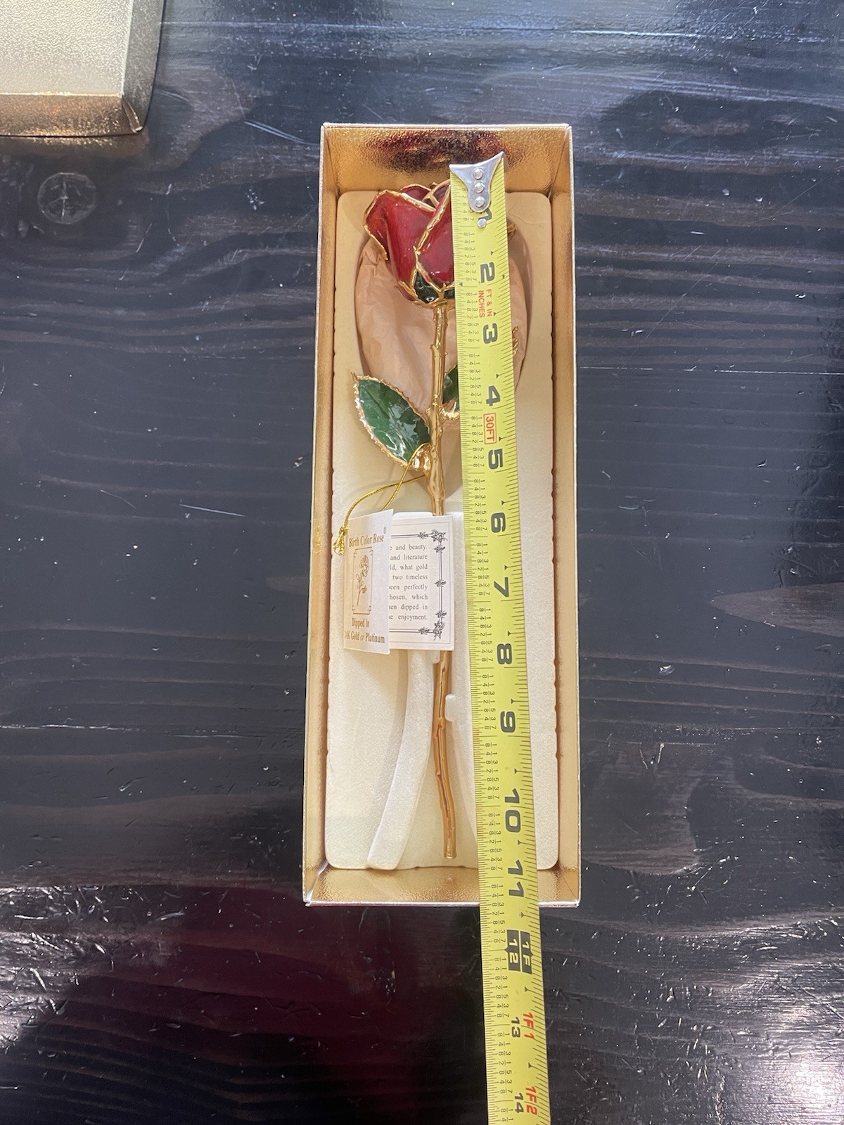 NEW GIFT BOXED RED Lacquer Dipped 24K Gold Rose