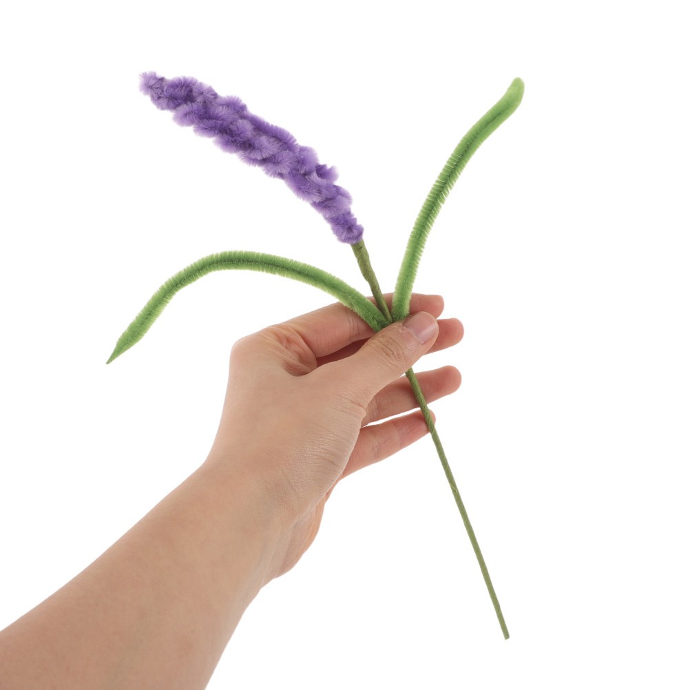 10Pcs Reusable Faux Lavender Stems Purple Pipe Cleaner Flowers for Wedding Decor