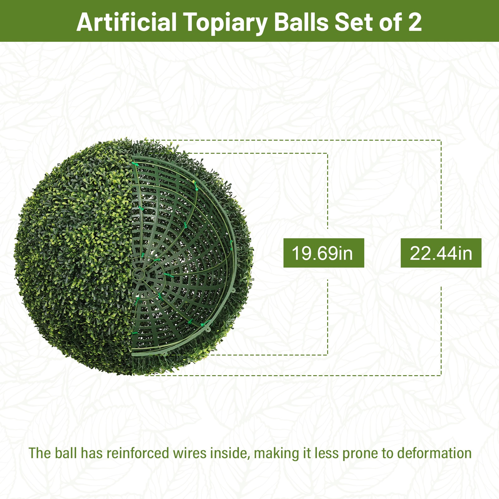 Artificial Boxwood Topiary Balls 22.4″ Outdoor Garden Decor, 2pc Set