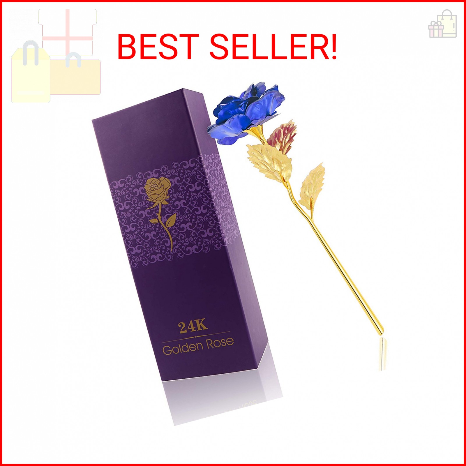 ALLOMN 24K Golden Rose, Artificial Rose Flower Gift for Her with Luxury Gift Box